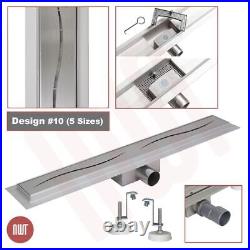 Rectangular Stainless Steel Shower Wetroom Drainage Gully, 600mm to 1500mm