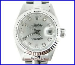 Rolex Datejust Ladies Stainless Steel/18k White Gold Watch Silver Diamond Dial
