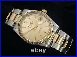 Rolex Datejust Mens Two-Tone Stainless Steel & Yellow Gold Champagne 16013