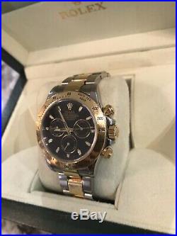 Rolex Daytona Chronograph 116523 Gold Steel bi-metal bracelet Mens watch + Box
