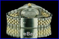Rolex Men's 36mm Datejust 16013 Two-Tone MOP Diamond Sapphire Gold Fluted Bezel