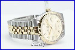 Rolex Men's Watch 36mm Two-Tone Champagne Dial with Diamond Markers 18K Gold Bezel