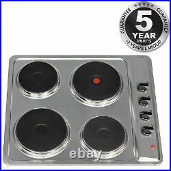 SIA PHP601SS 60cm Stainless Steel Solid Plate 4 Zone Electric Easy Clean Hob