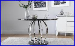 Savoy Round Black Marble and Chrome Dining Table 120cm