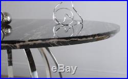 Savoy Round Black Marble and Chrome Dining Table 120cm