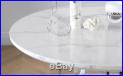 Savoy Round White Marble and Chrome Dining Table 120cm