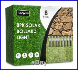 Set 8/16 Solar Powered Led Bollard Post Lights Stainless Steel Garden Path Light