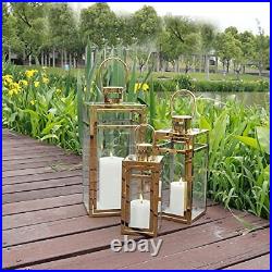 Set Of 3 Stainless Steel Candle Lantern 48cm&38cm&30cm High Metal