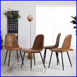 Set of 4 Suede Brown Pad Seat Furniture Kitchen Dining Office Working Chairs Set
