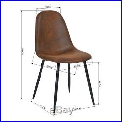 Set of 4 Suede Brown Pad Seat Furniture Kitchen Dining Office Working Chairs Set