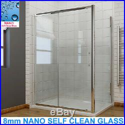 Shower Enclosure Sliding Door Cubicle Side Panel and Tray&Waste 8mm NANO Glass