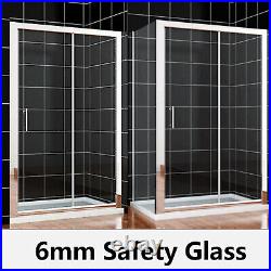 Shower Enclosure and Tray Sliding Door Walk In Cubicle 6/8mm Glass Screen Panel