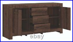 Sideboard Dresser Unit Dark Oak Finish Traditional Lounge Cabinet Drawers Balin