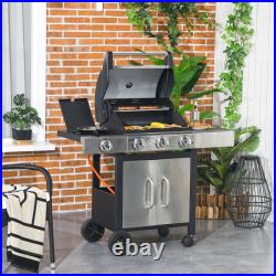 Silver Stainless Steel and Metal BBQ Grill 118x55x113cm