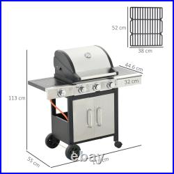Silver Stainless Steel and Metal BBQ Grill 118x55x113cm