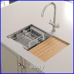 Sinkoro 1 Bowl Kitchen Sink Undermount Stainless Steel Drainer Chopping & Waste