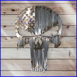 Skull Metal Wall Art, Punisher Skull, Stainless Steel Garage Wall Art