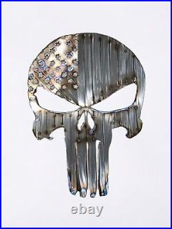 Skull Metal Wall Art, Punisher Skull, Stainless Steel Garage Wall Art