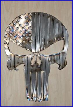 Skull Metal Wall Art, Punisher Skull, Stainless Steel Garage Wall Art