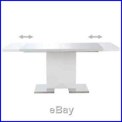 Sleek Extendable Dining Table High Gloss White MDF Kitchen Dinner 180x90x76 cm