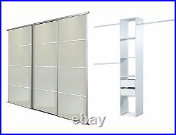 Sliding Wardrobe Doors (4 pane Mirror x 3) & Storage. Up to 2235mm (7ft 4ins)