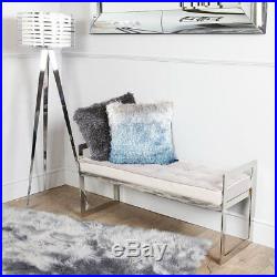 Slight Second Contemporary Stainless Steel Grey Upholstered Bench Padded Seat