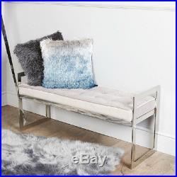 Slight Second Zenn Stainless Steel Grey Upholstered Bench Padded Seat