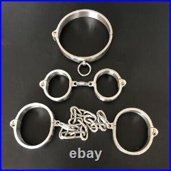 Stainless Steel Handcuffs Ankle Cuff Metal Bondage Neck Collar Fetish Bdsm Slave