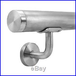 Stainless Steel Handrail Stair Bannister Grab Bar Wall Mount Metal Brackets 3.5m