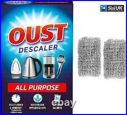 Stainless Steel Kettle Descaler x 2 + 3 Oust Sachets Effective Limescale Removal