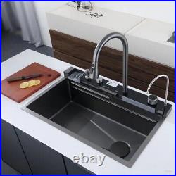 Stainless Steel Kitchen Sink 304 Multifunctional Nano Waterfall Tap Faucet Basin
