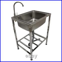 Stainless Steel Metal Camping Sink Tap Drainage Pipe Outdoor Wash Basin Kitchen