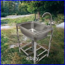 Stainless Steel Metal Camping Sink Tap Drainage Pipe Outdoor Wash Basin Kitchen