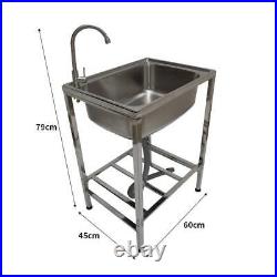 Stainless Steel Metal Camping Sink Tap and Drainage Pipe Outdoor Wash Basin