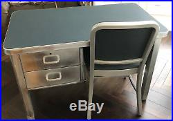 Stainless Steel Metal Desk and chair Height 68cm x Width 108Cm X Depth 61cm