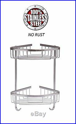 Stainless Steel Shower Caddy Rust Free Bathroom Shelf Corner Organizer Basket