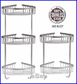 Stainless Steel Shower Caddy Rust Free Bathroom Shelf Corner Organizer Basket