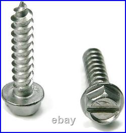 Stainless Steel Slotted Hex Indented Head Sheet Metal Screw #12 x 1, Qty 250