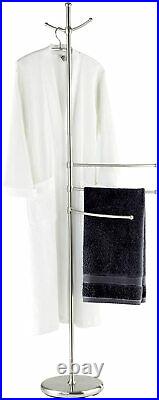 Stainless Steel Towel and Coat Stand with 2 Suspension Hooks, 28 x 170 x 28 cm