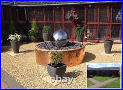 Stainless Steel Water Feature Sphere 28cm Polished Finished Lights Reservoir