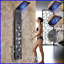 Stainless Steel Waterfall LED Shower Panel Tower Column Massage Body Jet System