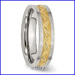 Stainless Steel Yellow Plated 6mm Ring Various Sizes Available