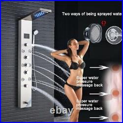 Stainless steel Shower Panel Tower LED Rain Waterfall Massage System Body Jets