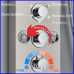 Stainless steel Shower Panel Tower LED Rain Waterfall Massage System Body Jets