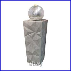 The Outdoor Living Company Tower Water Feature with Stainless Steel Orb and LEDs