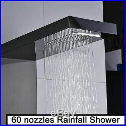 Thermostatic Shower Column Panel Tower Waterfall Rainfall Shower Bathroom Black
