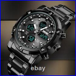 Tough mens watch military stainless steel UK stock skmei 1389 all metal all blak