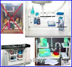 Under Sink Storage Shelf Shelves Organizer Space Saving Tidy Rack Cupboard Addis