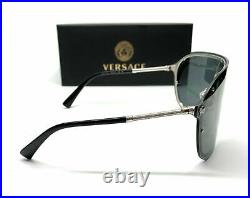 VERSACE VE2180 10005A Silver Grey Mirror Lens Women's Pilot Sunglasses 44mm