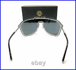 VERSACE VE2180 10005A Silver Grey Mirror Lens Women's Pilot Sunglasses 44mm